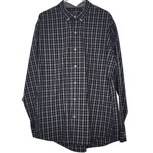 IZOD Black Plaid Button Down‎ Long Sleeve Shirt